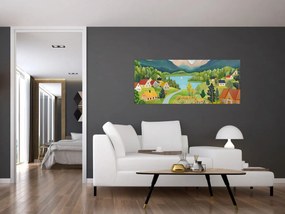 Tablou - Sat în Munți (120x50 cm)