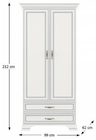 Dulap cu doua usi 2D2S, woodline crem, TIFFY 02