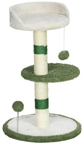 PawHut Ansamblu de joacă pentru pisici cu culcuș pentru pisici, 2 bile, platformă și stâlp din sisal, verde și alb | Aosom Romania