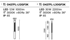 Stalp LED pentru exterior IP65 H-100cm Mill