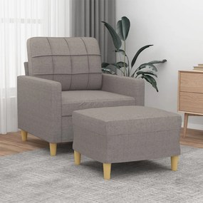 vidaXL Fotoliu canapea cu taburet, taupe, 60 cm, material textil