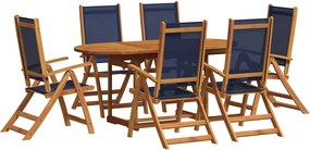 vidaXL Set mobilier de grădină, 7 piese, lemn masiv acacia/textilenă