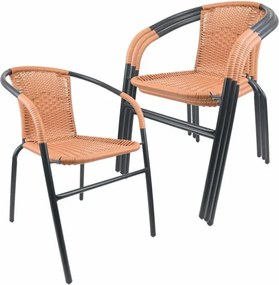 Set de scaune de grădină, stivuibile, gri/natural, 4 buc.