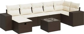 vidaXL Set canapele de grădină cu perne, 8 piese, maro, poliratan