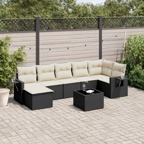 3220485 vidaXL Set mobilier de grădină cu perne, 8 piese, negru, poliratan