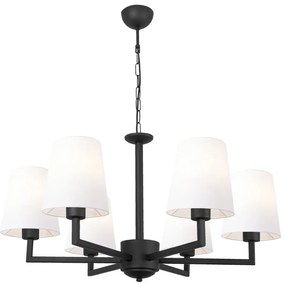 Lustră metalică cu abajur alb Opviq lights Christina, negru