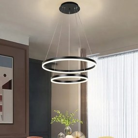 Lustra LED Cu Telecomanda, 2 cercuriNegru, 120w