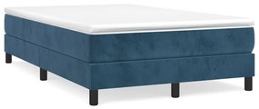 vidaXL Pat box spring cu saltea, albastru închis, 120x190 cm, catifea