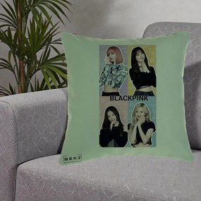 Perna Personalizata K-pop BLACKPINK Negru, 40x40 cm, Verde, Husa Detasabila, Perna Inclusa, BEKZ®