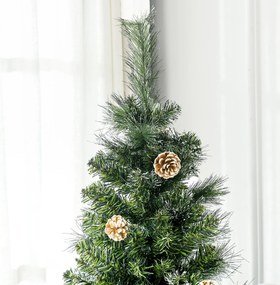 Pom de Craciun Artificial Inalt de 6 ft Tip Creion cu 618 Ramuri Scufundate In Zapada, Deschidere Automata, Baza de Otel, Verde HOMCOM | Aosom Romania