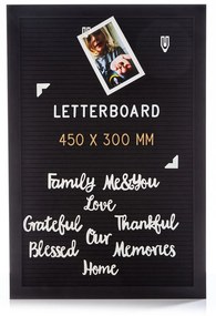 Tablă cu litere, 30 × 45 cm, litere, simboluri și emoticoane, dispozitiv de suspendare
