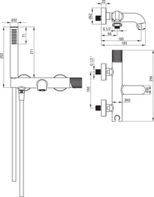🛁 Baterie pentru cadă SILIA HEXA, cu set de duș – Finisaj auriu periat – Cod BHS_R11M