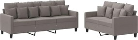 vidaXL Set de canapea cu perne, 2 piese, gri taupe, material textil