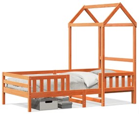 3282167 vidaXL Cadru de pat cu acoperiș maro ceruit 90x190cm lemn masiv pin