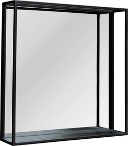 Oglinda de perete, neagra, din metal, Square