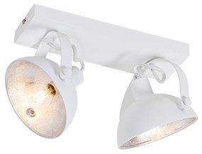 Plafoniera industriala alb cu argintiu reglabil cu 2 lumini - Magnax