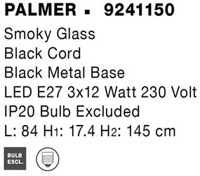 Lustra cu 3 pendule modern PALMER fumuriu