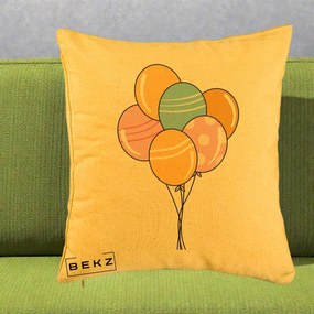 Perna Decorativa Baloane Petrecere, 40x40 cm, Galben, Husa Detasabila, Perna Inclusa, BEKZ®