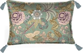 Pernă verde Velvet Atelier Japanese Flowers, 50 x 35 cm
