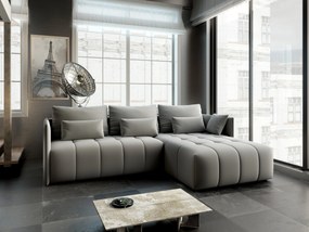 Colțar extensibil dumonde cu ladă de depozitare si sezut confortabil din spuma high-density, Malta Royal Grey II 235x185 cm