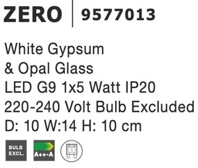 Aplica de perete design modern ZERO, gips alb NVL-9577013
