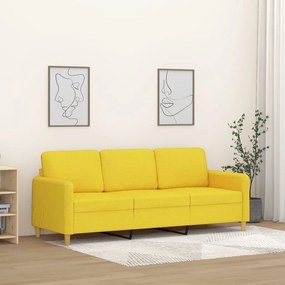 vidaXL Canapea cu 3 locuri, galben deschis, 180 cm, material textil