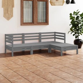 3082669 vidaXL Set mobilier de grădină, 4 piese, gri, lemn masiv de pin