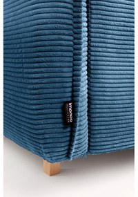 Colțar albastru extensibil cu tapițerie din catifea reiată (cu colț pe partea dreaptă/în formă de "U") Tori – Bonami Selection