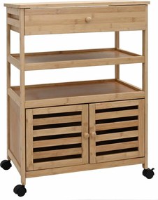 vidaXL Cărucior de bucătărie cu roți natural 59,5 x 36 x 82 cm Bambus