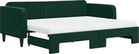 vidaXL Pat de zi cu extensie și saltele verde închis 90x200 cm catifea