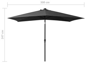 Umbrela de soare cu LED-uri si stalp din otel, antracit, 2x3 m Antracit