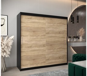 Dulap de haine 200 cm Toki (negru mat + stejar sonoma). 1064852