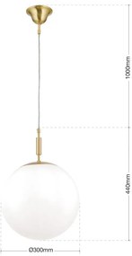 Lustra, Pendul realizat manual ARTDESIGN 30cm, alama mat/ alb opac