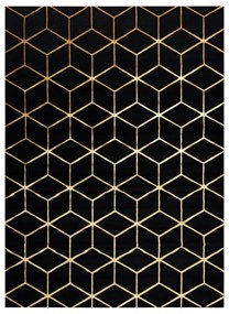 Modern covor 3D GLOSS 409C 86 Cub stilat, glamour, art deco negru / aur