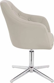 HR831CROSS Scaun Ecru Piele Ecologica Premium Soft cu Bază Cromata