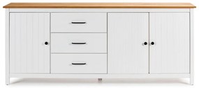 Comodă albă joasă din lemn de pin 190x80 cm Miranda – Marckeric