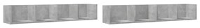 840450 vidaXL Dulapuri de perete 2 buc. gri beton 99x18x16,5cm lemn prelucrat