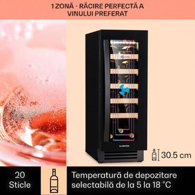 Klarstein Vinovilla 20, frigider pentru vin încorporat, 50 l / 20 sticle, ușă de sticlă, oțel inoxidabil