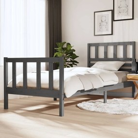 3101140 vidaXL Cadru de pat, gri, 90x200 cm, lemn masiv