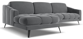 Colțar gri cu tapițerie din catifea (cu colț pe partea stângă) Nalu – Makamii