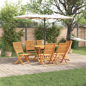 vidaXL Set de masă pentru grădină 7 pcs Maro lemn masiv de acacia