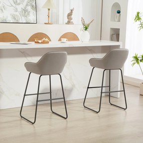 HOMCOM Set de 2 scaune de bar, Scaune de bar cu tapițerie și spumă, Scaune căptușite cu picioare metalice, Gri | Aosom Romania