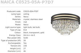 Lustra aplicata, Plafoniera design modern NAICA auriu/ negru