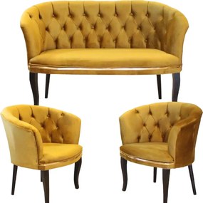 Set canapea Milano Relax Homs textil mustar gold