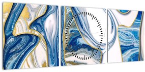 Tablou - Valuri de marmură (cu ceas) (90x30 cm)