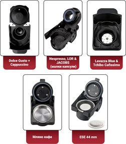 Resigilat: Espressor cafea macinata si capsule 8 in 1 Oliver Voltz OV51171E5, 1450W, 19 bar, Inox