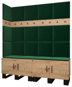 Set mobilier pentru hol Amanda 12 (Stejar artisan + verde). 1085962