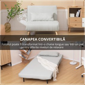 HOMCOM Fotoliu Pat 3 in 1 cu Spatar Rabatabil, Bej