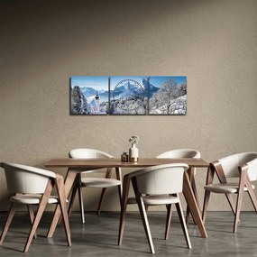 Tablou - Peisaj cu ninsoare (cu ceas) (90x30 cm)