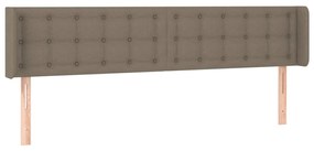 Tablie de pat cu aripioare gri taupe 203x16x78 88 cm textil 1, Gri taupe, 203 x 16 x 78 88 cm
